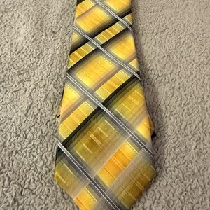 Yellow and Gray Plaid Men's Tie